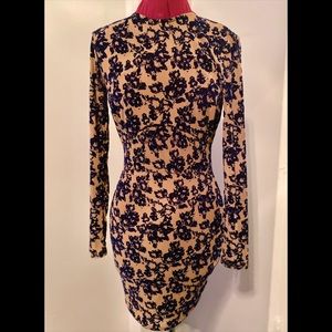 Windsor Nude Mesh & Navy Blue Velvet Dress